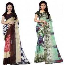 Deals, Discounts & Offers on Women Clothing - Divastri Printed Daily Wear Faux Georgette Saree 