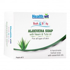 Deals, Discounts & Offers on Personal Care Appliances - Healthvit Bath & Body Aloevera Soap With Neem & Tulsi Oil 75g - Pack of 3