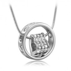 Deals, Discounts & Offers on Earings and Necklace - [82% Off ] Om Jewells Silver Rhinestone Heart In Love Ring Pendant For Women - Pd1000809D