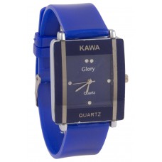 Deals, Discounts & Offers on Watches & Handbag - Kawa Dark Blue Color With Rectangular Crystal Studded Dial Watch For Women