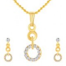 Deals, Discounts & Offers on Earings and Necklace - Sikka Jewels Ritzzy Gold Plated Australian Diamond Pendant Set