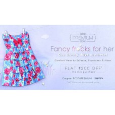 Deals, Discounts & Offers on Kid's Clothing - Limited Stocks:- Get FLAT Rs. 200 Off on Fancy Frocks For Girls (No Min Purchase)