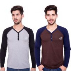 Deals, Discounts & Offers on Men Clothing - Jangoboy Men's Multicolor V-Neck T-shirt (Pack of 2)