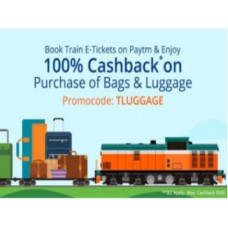 Deals, Discounts & Offers on Travel - Book Train Trickets & Get 100% Cashback on Purchase of Bags (MAX. Rs. 500)