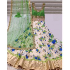 Deals, Discounts & Offers on Women Clothing - Multicoloured Art silk Semi-Stitched Printed Gown
