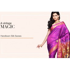 Deals, Discounts & Offers on Women Clothing - Handloom Silk sarees offer