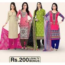 Deals, Discounts & Offers on Women Clothing - Pack of 4 Unstitched suits Rs. 849