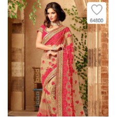 Deals, Discounts & Offers on Women Clothing - Multicolored Net Border work Saree offer