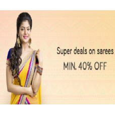 Deals, Discounts & Offers on Women Clothing - Super Deals on sarees Minimum 40% offer