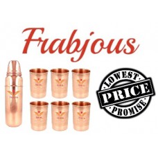 Deals, Discounts & Offers on Home & Kitchen - Frabjous Copper Bottle & Glass - Set of 7 at 54% Off + Extra 20% Off