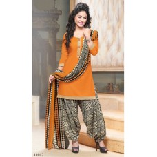 Deals, Discounts & Offers on Women Clothing - Flat 66% off on Orange Plain Unstitched Dress Material