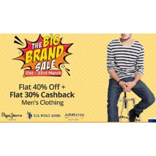 Deals, Discounts & Offers on Men Clothing - Flat 40% offer+Minimum 30% Cashback Mens Clothing