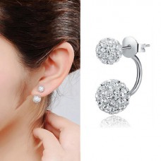 Deals, Discounts & Offers on Earings and Necklace - Flat 35% off on Silver Front & Back Crystal Stud earrings