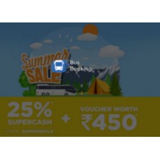 Deals, Discounts & Offers on Travel - Get Flat 25% SuperCash on Bus Booking+FREE Rs. 450 Voucher