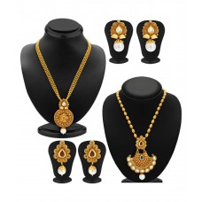 Deals, Discounts & Offers on Earings and Necklace - 80% Off on Golden Necklace Set - Set of 2