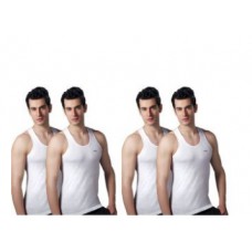 Deals, Discounts & Offers on Men Clothing - AMUL Sleeveless Cotton White Vests - Pack of 4 at Just Rs. 199
