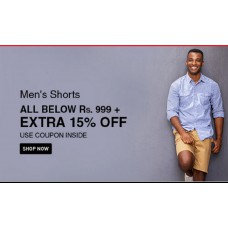 Deals, Discounts & Offers on Men Clothing - Men's Shorts all below Rs.999+ Extra 15% offer