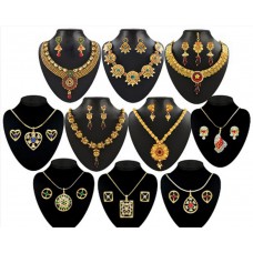 Deals, Discounts & Offers on Earings and Necklace - JewelMaze Zinc Alloy Multicolour Set of 10 Jewellery Set offer