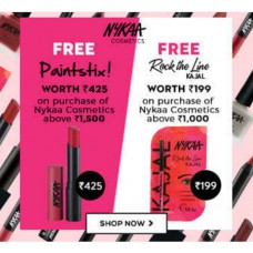 Deals, Discounts & Offers on Women - Nykaa Cosmetics Purchase Rs.1500 above get Free Offer