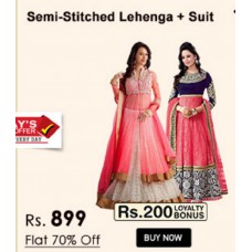 Deals, Discounts & Offers on Women Clothing - Buy 1 Semi-Stitched Suit & Get 1 Saree FREE offer