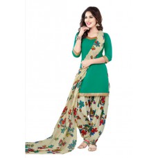 Deals, Discounts & Offers on Women Clothing - Flat 69% off on Ishin French Crepe Green & White Printed Unstitched Dress Material