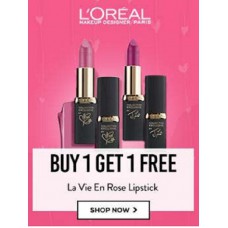 Deals, Discounts & Offers on Health & Personal Care - Buy 1 Get 1 free : L'Oreal Paris Colour Riche Collection Exclusive Pinks