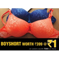 Deals, Discounts & Offers on Women Clothing - Boyshort Worth Rs 399 @ Rs 1. On Orders Worth Rs. 999 & Above