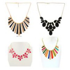 Deals, Discounts & Offers on Earings and Necklace - Flat 91% off on Minha fashion metallic jewellery necklace - Pack of 4