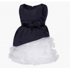Deals, Discounts & Offers on Kid's Clothing - Girls Round Neck Colour Block Layered Dress