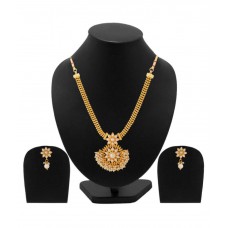 Deals, Discounts & Offers on Earings and Necklace - Flat 37% off on Voylla Golden Pearl Beaded Designer Necklace Set