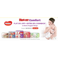 Deals, Discounts & Offers on Baby Care - Flat 30% OFF + 25% Cashback on Entire Huggies Range