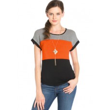Deals, Discounts & Offers on Women Clothing - Flat 67% off on Half sleeve Color blocked A line Top