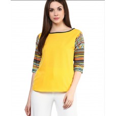 Deals, Discounts & Offers on Women - Yellow Solid Boat Top at Just Rs. 379