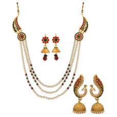 Deals, Discounts & Offers on Earings and Necklace - Voylla Multicolour Combo of Beads Necklace Set & Jhumki Earrings