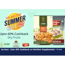 Deals, Discounts & Offers on Food and Health - Get Upto 60% Cashback on Branded Dry-fruits, starts at Rs. 165