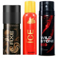 Deals, Discounts & Offers on Personal Care Appliances - Combo of 3 Deodorant Axe + wild Stone + Ice -150 ml