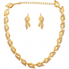 Deals, Discounts & Offers on Earings and Necklace - Touchstone Austrian Diamond Gold Strand Necklace Earring Set For Women
