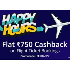 Deals, Discounts & Offers on Travel - Flight Happy Hours : Flat Rs. 750 Cashback On Your Flight Bookings