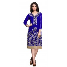Deals, Discounts & Offers on Women Clothing - Khushali Presents Georgette Stitched Kurti(Royal Blue)