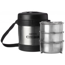 Deals, Discounts & Offers on Home & Kitchen - Milton Legend 3 Container Tiffin - Steel Plain 240ml,Small (TS - 230_STEELPLAINCO)