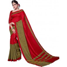 Deals, Discounts & Offers on Women Clothing - Miraan Printed Bhagalpuri Silk Cotton Blend Saree  (Red)