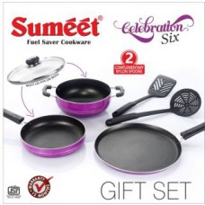 Deals, Discounts & Offers on Cookware - Sumeet Aluminium Nonstick Celebration 6 pc Gift Set (Purple)