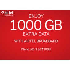Deals, Discounts & Offers on Recharge - Get 1000 GB FREE Data With Airtel Broadband Connection Starting at Just Rs. 1099