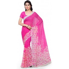 Deals, Discounts & Offers on Women Clothing - Vaamsi Printed Daily Wear Chiffon Saree  (Pink)