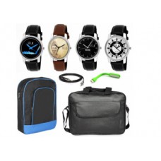 Deals, Discounts & Offers on Watches & Wallets - Flat 72% Off On DCH Combo of 4 Watches For Men With Bags Accessories | Extra 10% Cashback