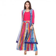 Deals, Discounts & Offers on Women Clothing - Varanga Multicolor Printed Rayon Stitched Kurti @ 82% Off