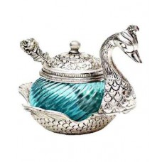 Deals, Discounts & Offers on Home & Kitchen - Sajawat Bazaar Turqoise Glass Elegant Duck Bowl with Spoon