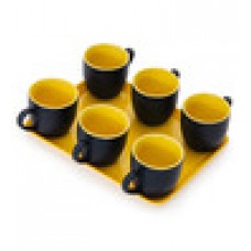 Deals, Discounts & Offers on Home & Kitchen - Somny Black & Yellow 125 ML Cups with Tray Set