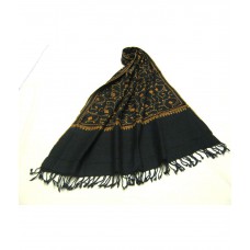 Deals, Discounts & Offers on Accessories - Sofias Black Pure Kashmiri Wool Hand Needle Embroidered Shawl