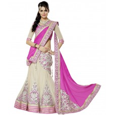 Deals, Discounts & Offers on Women Clothing - SVM Pink Faux Georgette Lehenga